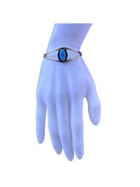 Sterling Silver Girls Turquoise Stone Cuff Bracelet Lightweight Jewelry